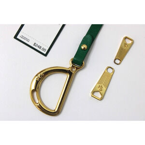 Ralph Lauren Hand Bag Charm Gold Tone & Green Faux Leather Pulls Replacements
